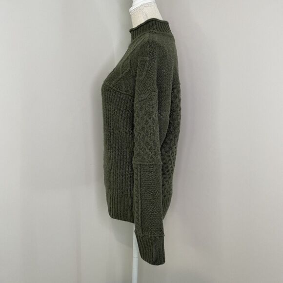American Eagle Green Fishermans Sweater Women's Size XS Oversized Mock Neck - Picture 4 of 12